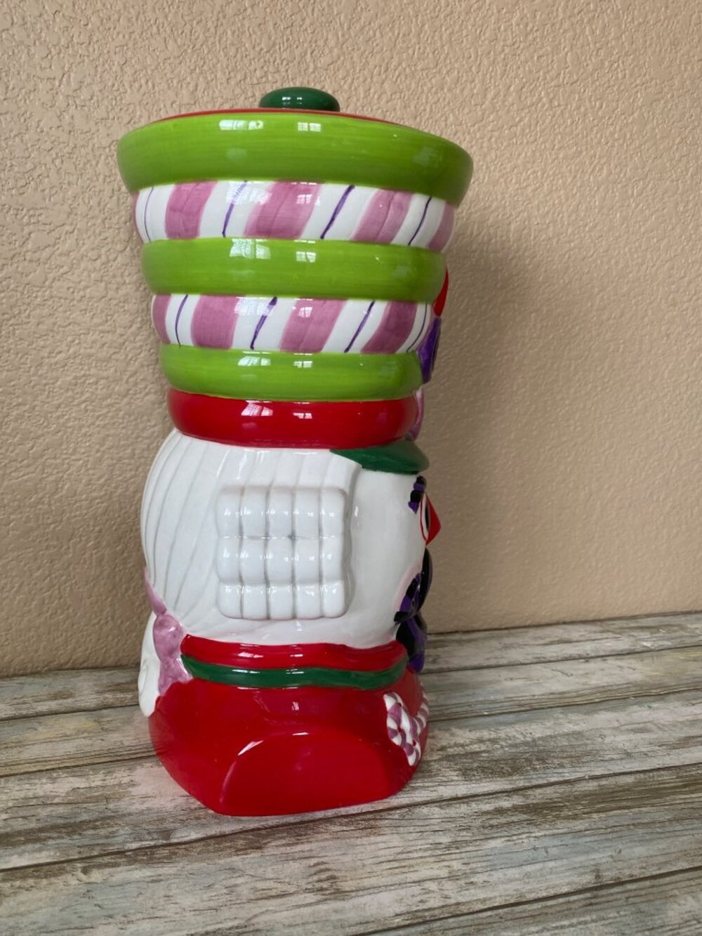 One Hundred 80 Degrees Candy Theme Nutcracker Cookie Jar Ceramic Christmas 12" - Picture 10 of 12